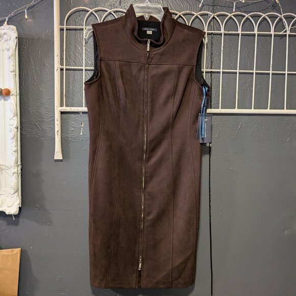 BNWT Tommy Hilfiger Brown Suede Zip Dress. Size 12 - Picture 1 of 5